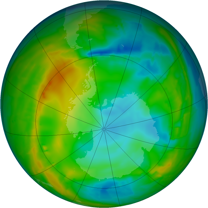 Antarctic ozone map for 26 July 2010